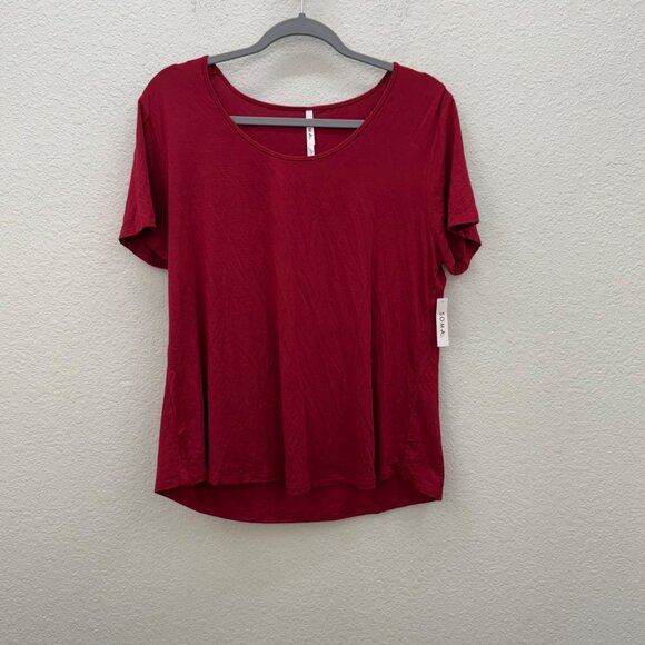 Soma Cool Nights Red Short Sleeve Sleep Pajama Tee Shirt Top Womens sz Large NEW - Picture 1 of 5